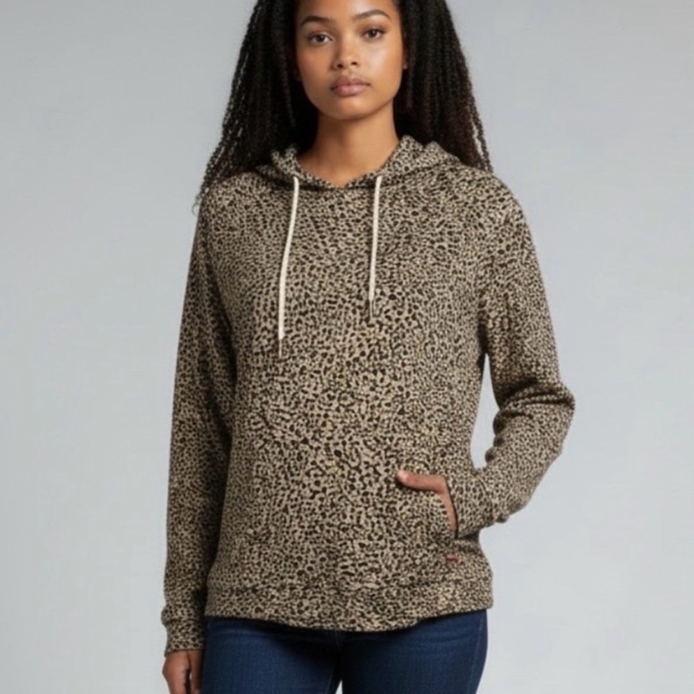 Volcom Leopard Print Hoodie Women’s XS Oversized Cozy Lounge Pullover